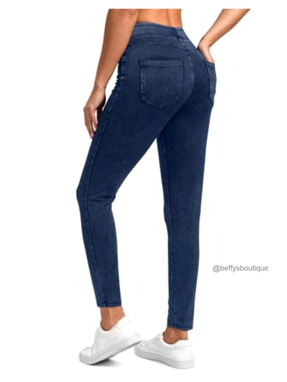 High Waisted Skinny Jeggings Tummy Control Pull On Stretch Denim Jeans